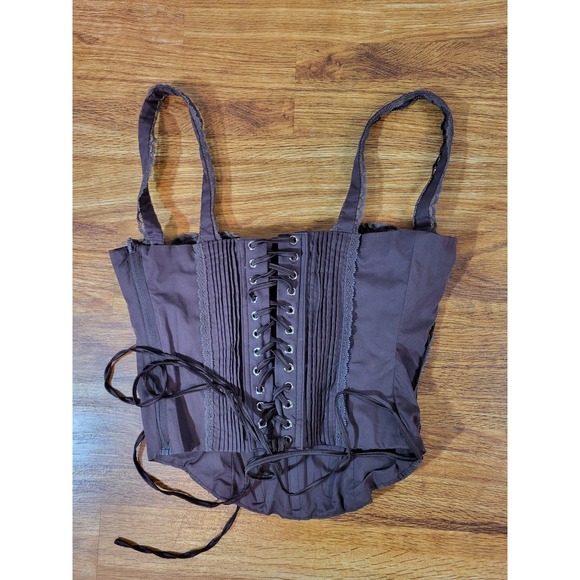 HOUSE OF CB 'Gini' Rich Brown Lace Back Corset /Size M-US 6-8/QA4438 - Picture 2 of 3